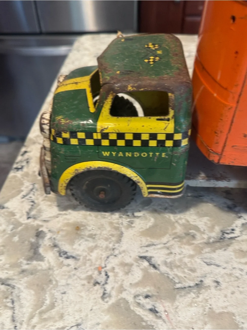 Orange Trailer & Green Truck Kids Toy 21 inches long